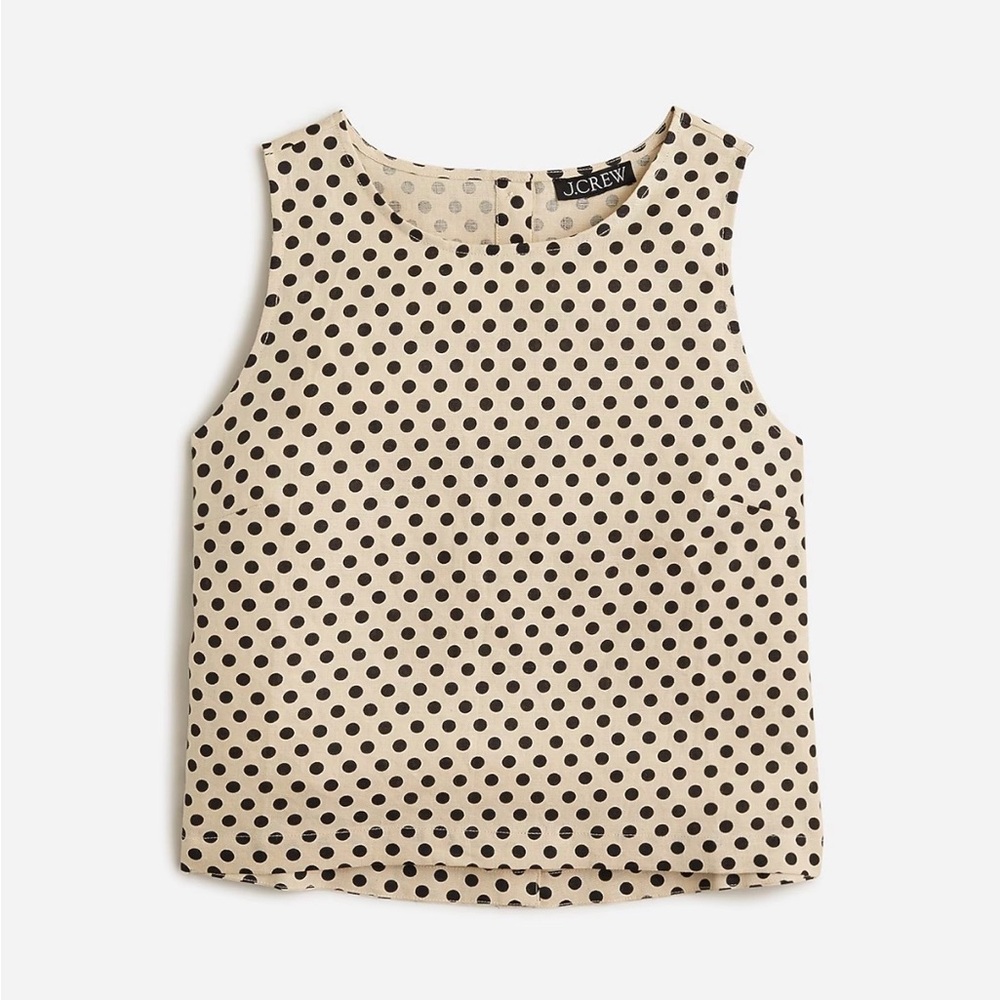 J Crew Maxine Button-Back Top in Dot Linen, size L, new condition - Picture 2 of 7